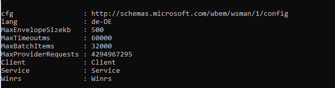 Standardkonfiguration wsman